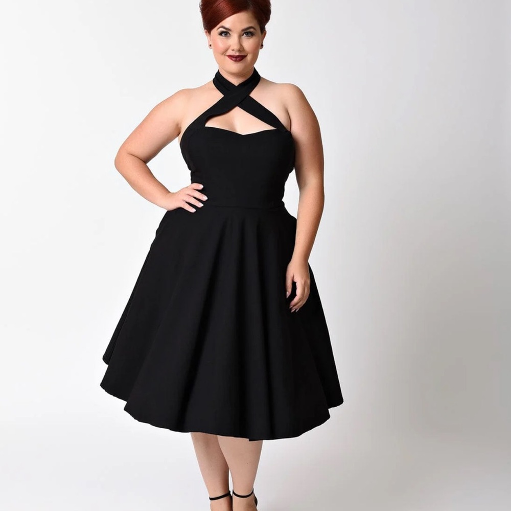 Unique Vintage Black Strapless Dress